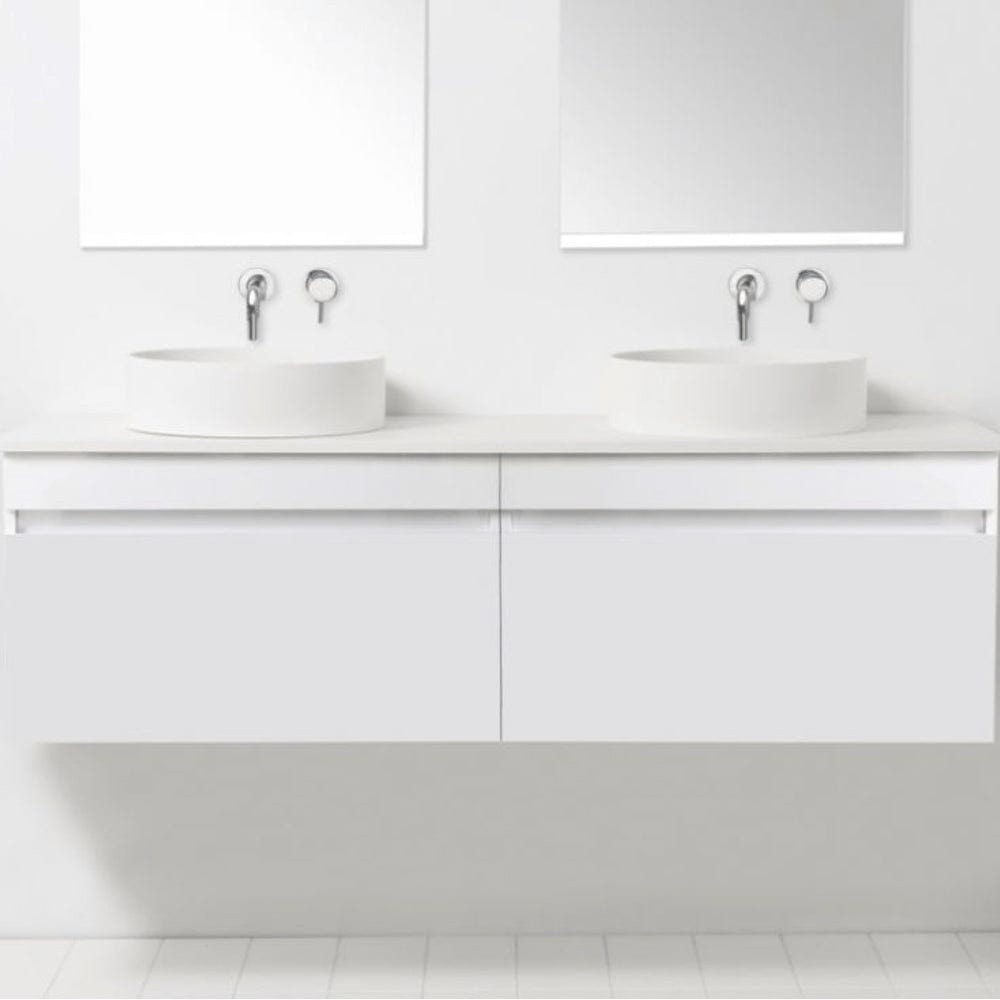Bath Co Vanity VCBC Soft Solid Surface 1550 Wall Vanity | 2 Basins + 2 Drawers