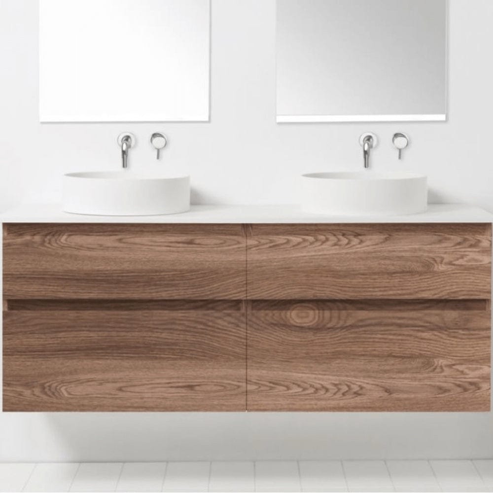Bath Co Vanity VCBC Soft Solid Surface 1550 Wall Vanity | 2 Basins + 4 Drawers