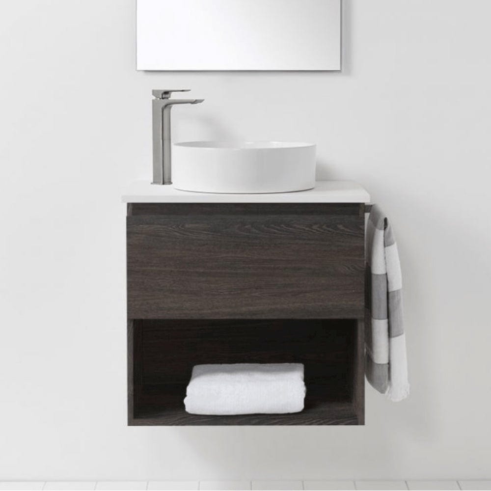 Bath Co Vanity VCBC Soft Solid Surface 650 Wall Vanity | 1 Basin, 1 Drawer+ Shelf