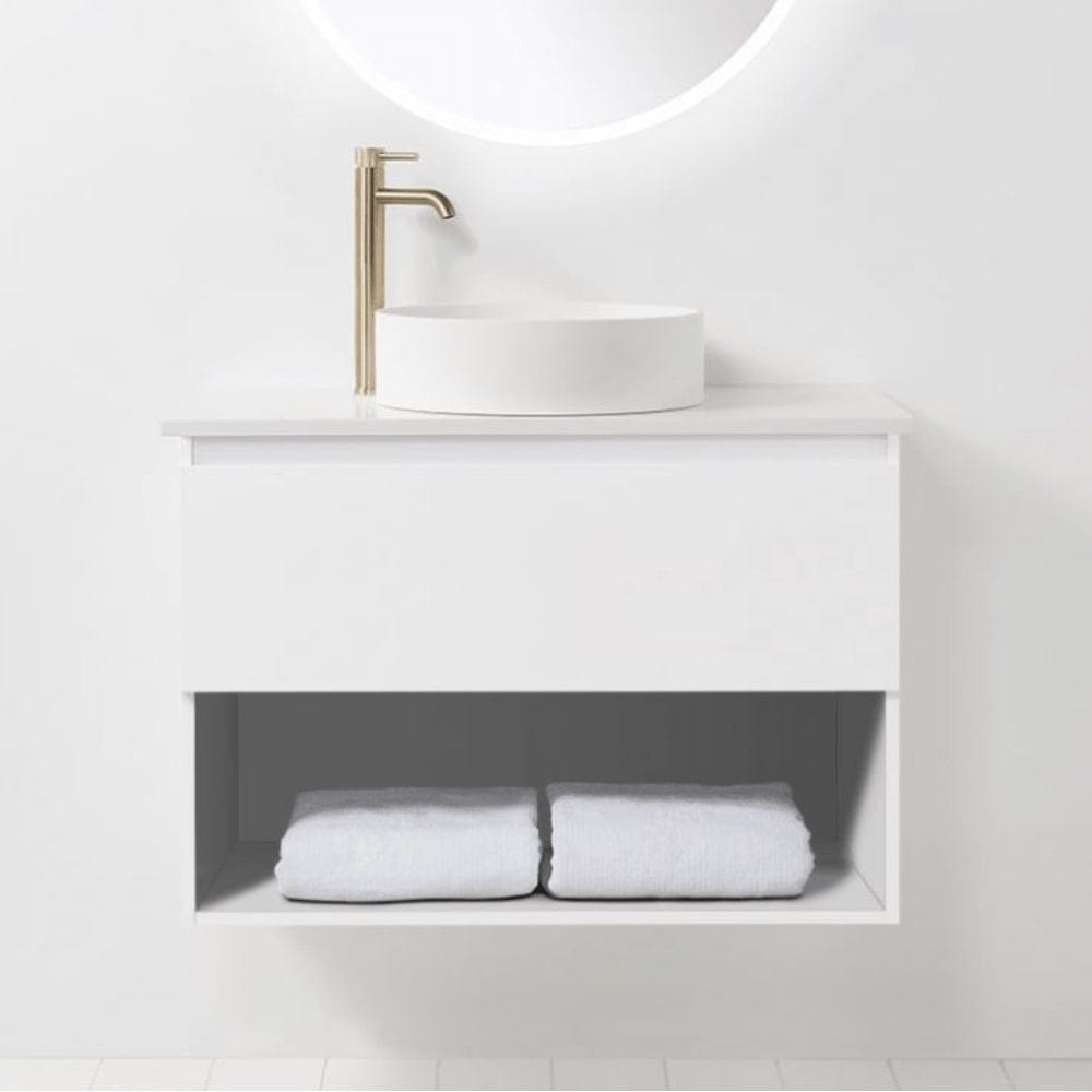 Bath Co Vanity VCBC Soft Solid Surface 800 Wall Vanity | 1 Basin, 1 Drawer + Shelf
