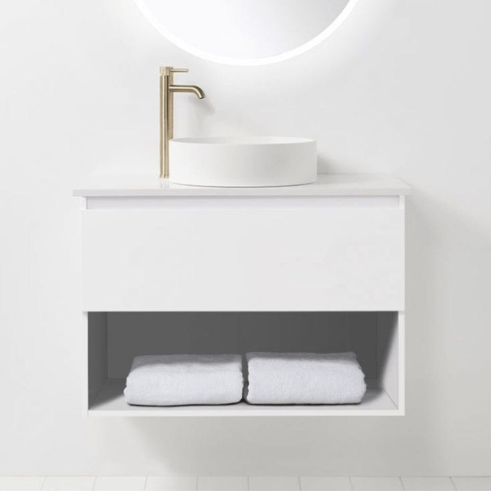 Bath Co Vanity VCBC Soft Solid Surface 900 Wall Vanity | 1 Basin, 1 Drawer + Shelf