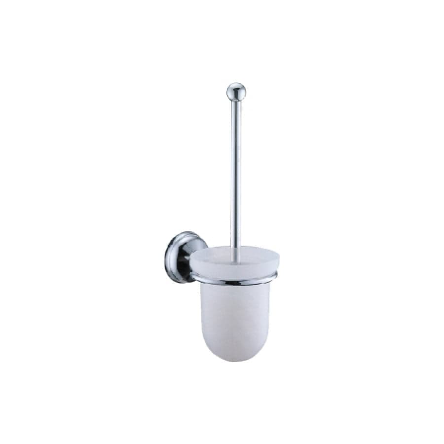 Plumbline Bathroom Accessories McKinley Empire Wall Mount Toilet Brush & Glass Holder | Chrome