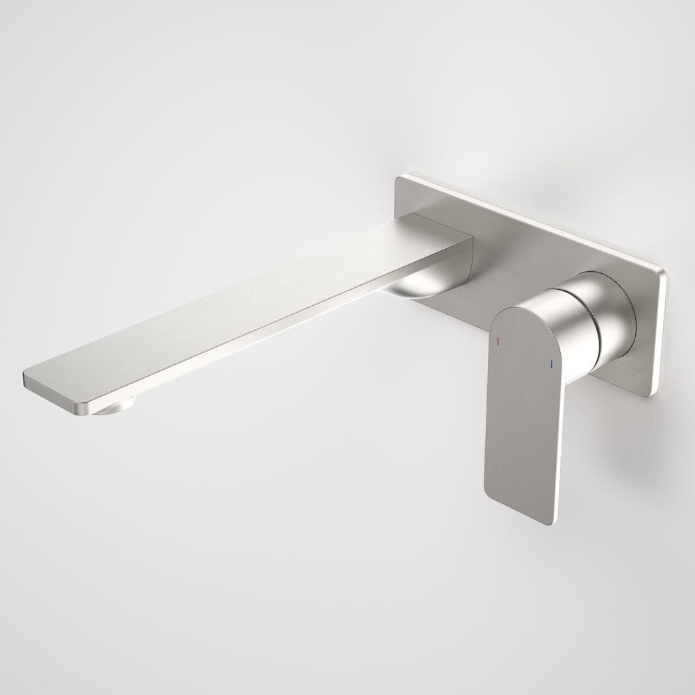 Caroma Basin Tap Caroma Urbane II Rectangular Wall Basin/Bath Mixer 220mm | Brushed Nickel