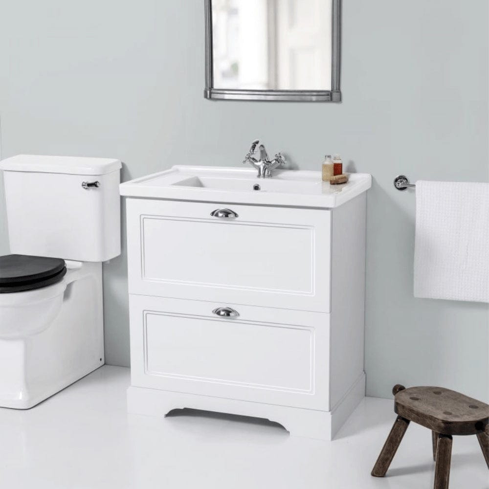Bath & Co Vanity Burlington English Classic 810 Floor Vanity | 1 Basin + 2 Drawers Custom Matte Paint / Antique Pewter
