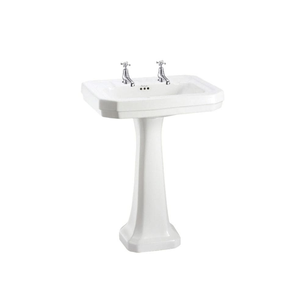 Burlington Basin Burlington Victorian Rectangle 610mm Basin Standard Pedestal / Two Tap Holes