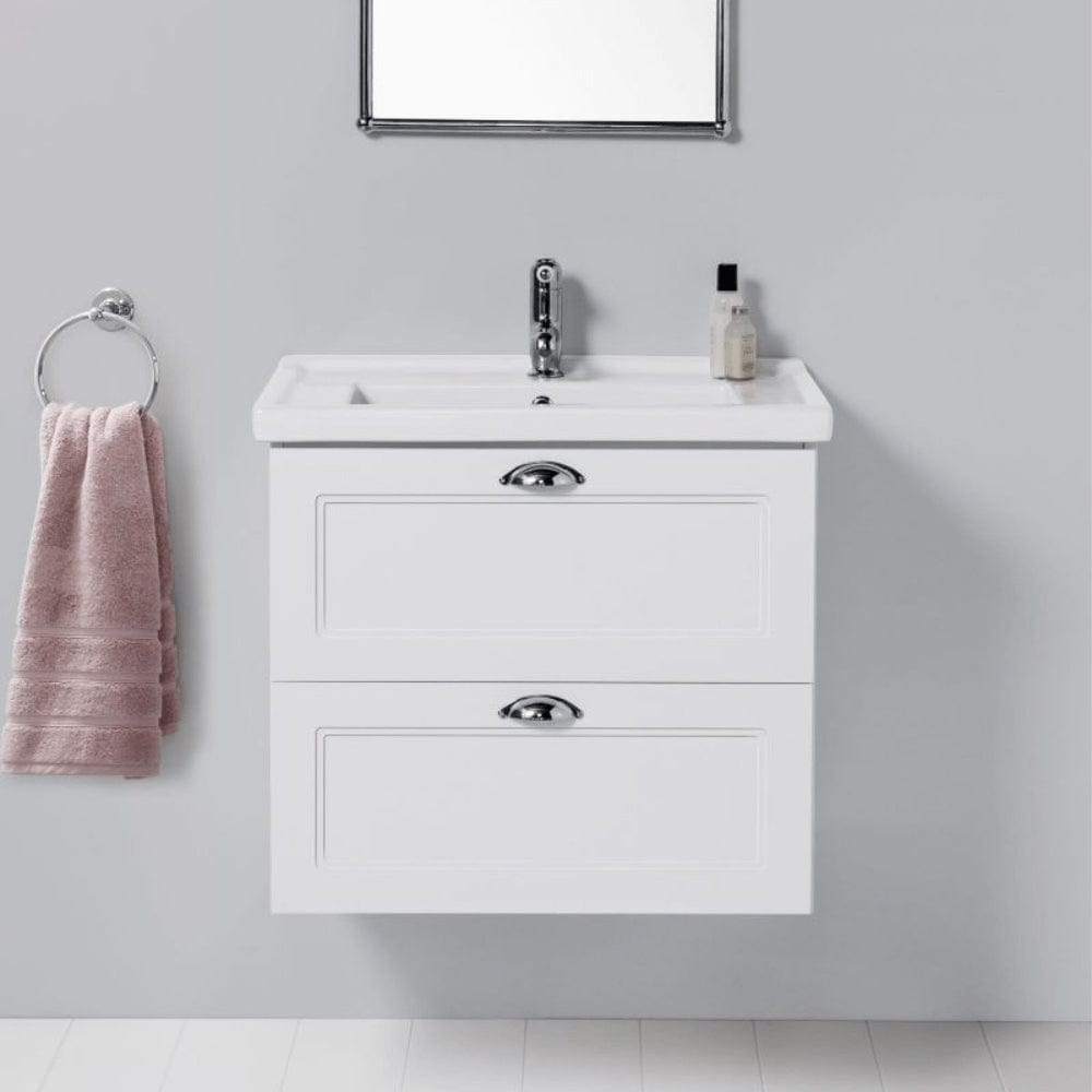Bath & Co Vanity Burlington English Classic 600 Wall Vanity | 1 Basin + 2 Drawers Custom Matte Paint / Antique Pewter