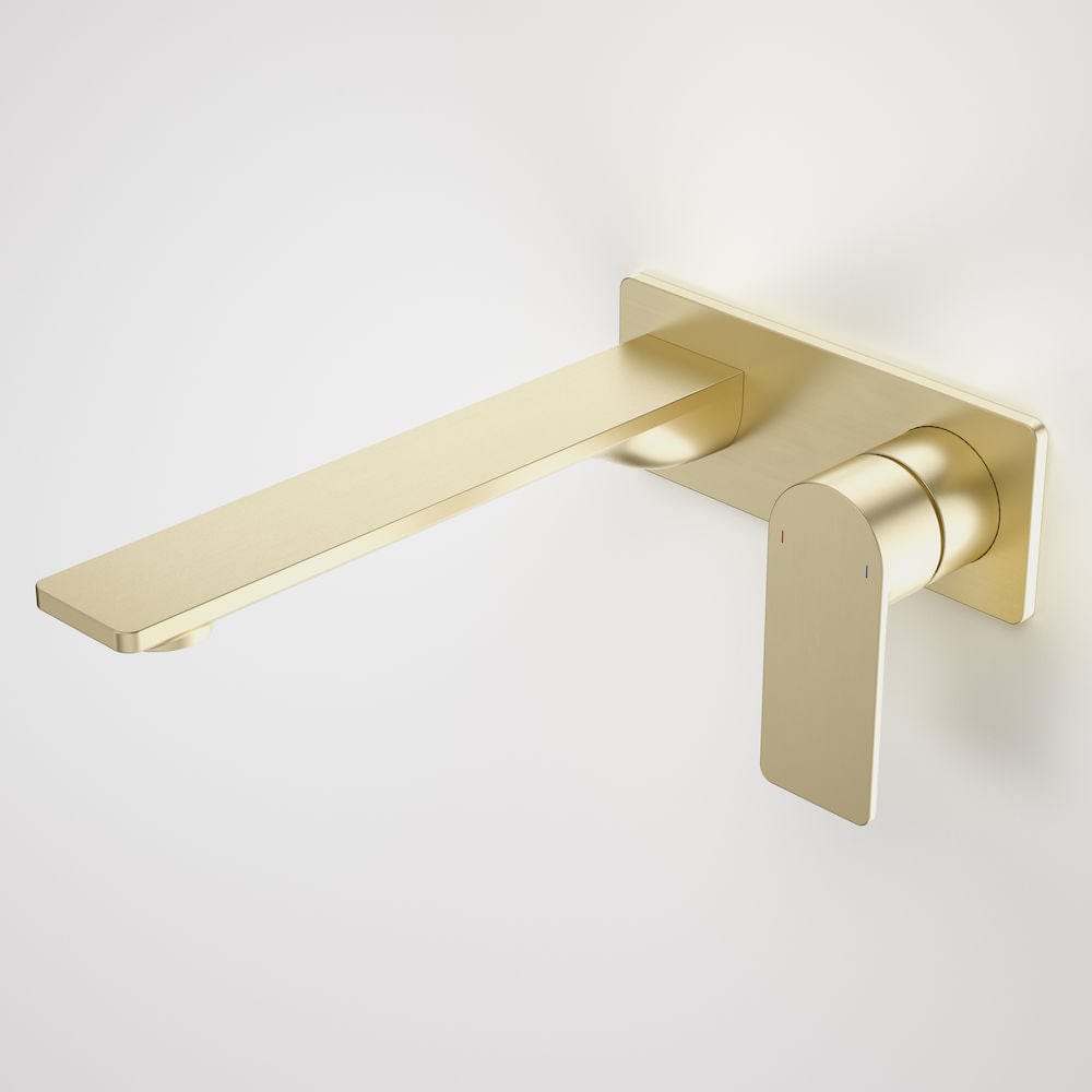 Caroma Basin Tap Caroma Urbane II Rectangular Wall Basin/Bath Mixer 220mm | Brushed Brass