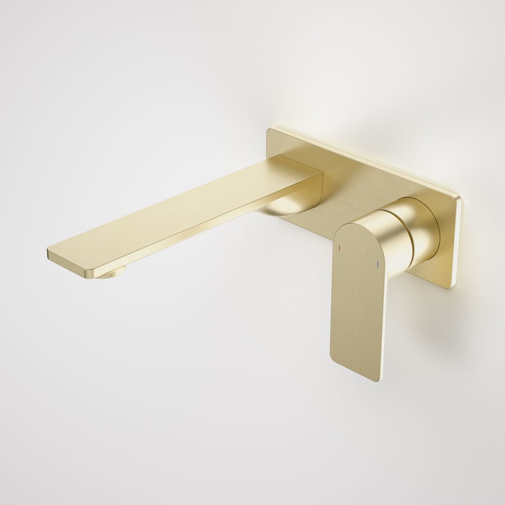 Caroma Basin Tap Caroma Urbane II Rectangular Wall Basin/Bath Mixer 180mm | Brushed Brass