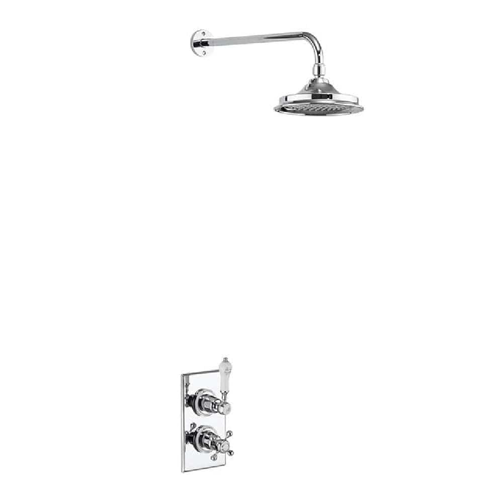 Burlington shower Burlington Trent Thermostatic Single Outlet Concealed Shower Valve with Fixed Shower Arm | Chrome 9" Shower Head