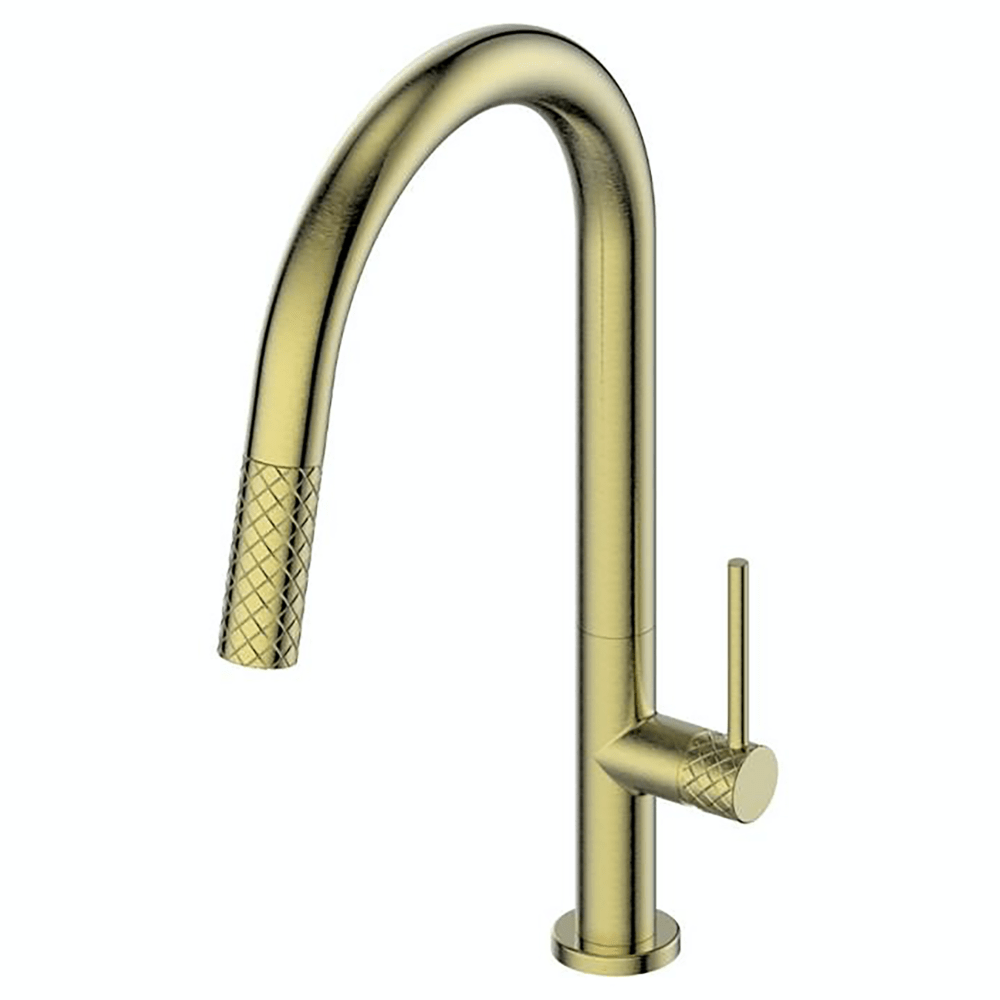 Greens Kitchen Tap Greens Textura Pull Out Sink Mixer | Brushed Brass